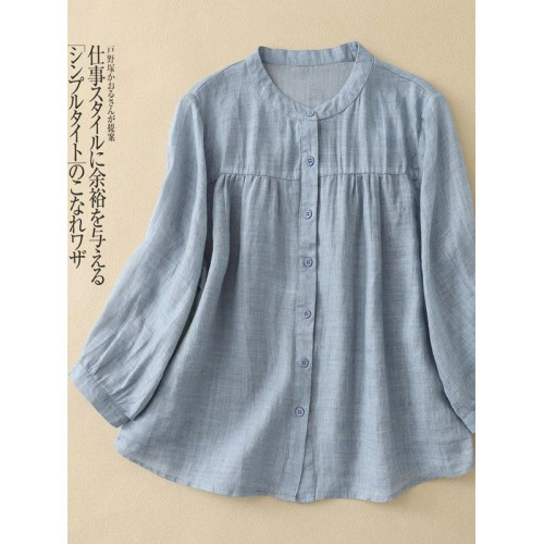 棉麻七分袖上衣女高級亞麻輕奢2026新款媽媽夏裝洋氣苧麻休閒襯衫