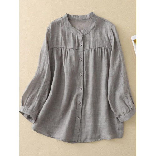 棉麻七分袖上衣女高級亞麻輕奢2026新款媽媽夏裝洋氣苧麻休閒襯衫