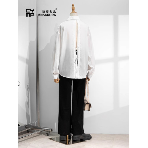 SUNLEKEO白色防曬襯衫薄外套女夏季罩衫裙「萊賽爾」外搭開衫上衣