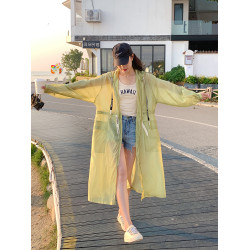 輕薄款防曬衣女夏季2025新款寬鬆長款防曬服開衫海邊連帽罩衫外套
