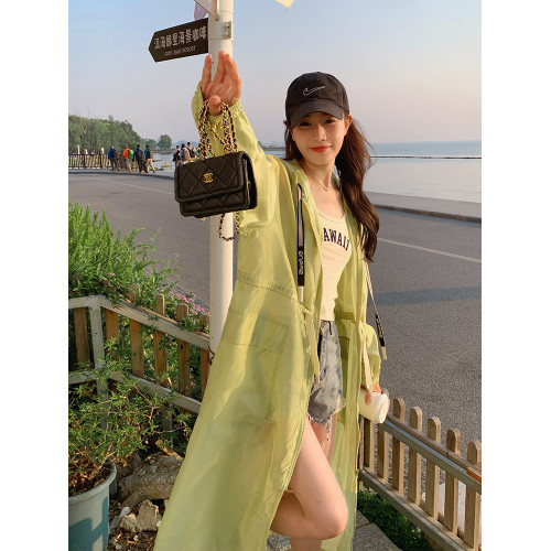 輕薄款防曬衣女夏季2025新款寬鬆長款防曬服開衫海邊連帽罩衫外套