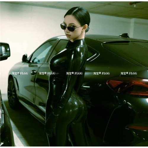 FLGG性感性感漆皮拉鍊緊身連體衣緊身包裹感鏡面禁欲連體衣