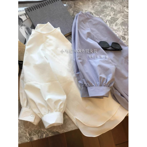 牛X貨 巨炸裂！今年流行極簡風寬鬆小圓領氣質燈籠袖襯衫上衣女夏