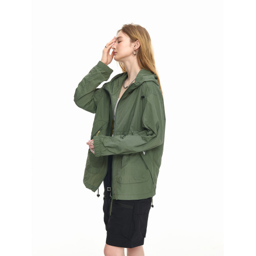 美式輕薄透氣防曬衣女夏季新款UPF50+防紫外線連帽防曬服外套上衣