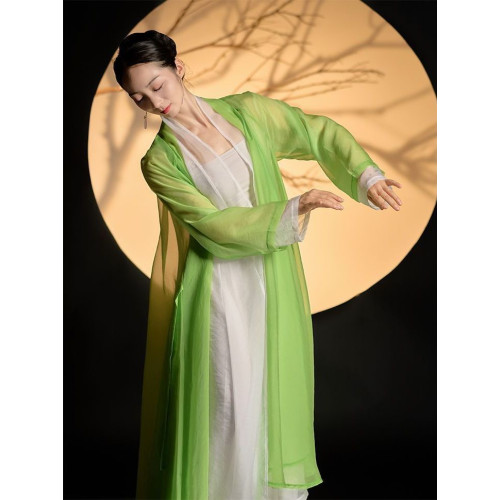 雪紡長袖大擺風古典舞輕薄飄逸開衫現代舞練功服長款紗衣外套