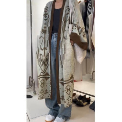 清冷貴氣感穿搭慵懶風休閒復古中長款外搭薄款印花開衫外套女秋季