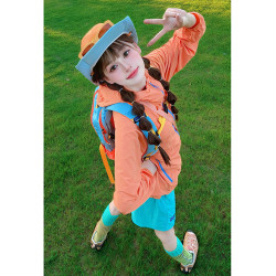 多巴胺粉色連帽冰絲防曬衣女款夏季草原旅遊穿搭戶外運動爬山套裝