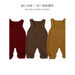 【專櫃高定】嬰兒衣服春季針織背帶褲可愛洋氣寶寶休閒連體褲褲子