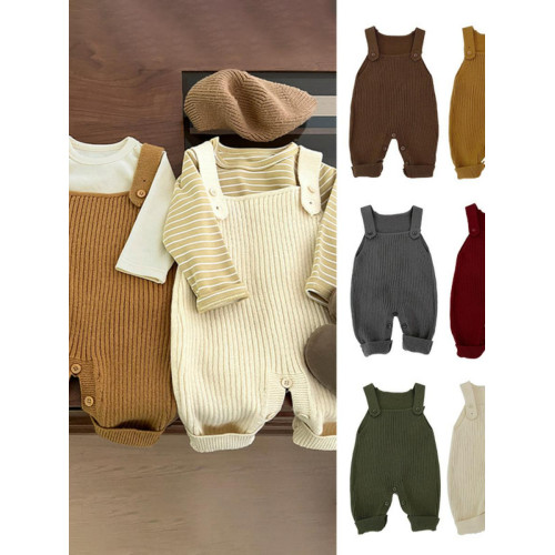 【專櫃高定】嬰兒衣服春季針織背帶褲可愛洋氣寶寶休閒連體褲褲子