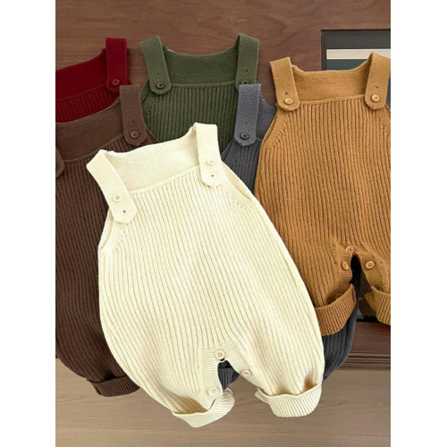 【專櫃高定】嬰兒衣服春季針織背帶褲可愛洋氣寶寶休閒連體褲褲子