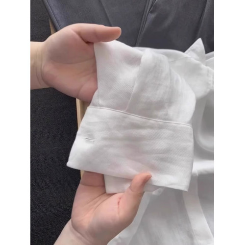 老錢風亞麻白色防曬襯衫女夏季薄款polo領襯衣開衫罩衫苧麻上衣