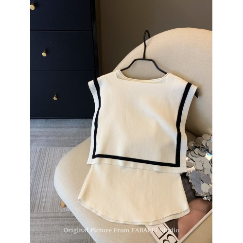 自畱爆款推薦~辣妹海軍領條紋針織背心女2026夏小馬刺綉披肩上衣