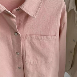 簡約大氣百搭復古polo繙領長袖襯衫2025新款女單排釦開衫外套上衣