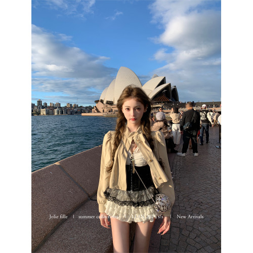 你的懶懶llan【拜佔庭】宮廷風性感V領上衣+半裙+魚骨腰封套裝女