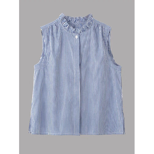 大洪官方【曡穿神器】內搭荷葉領無袖襯衫背心顯瘦百搭打底衫襯衣