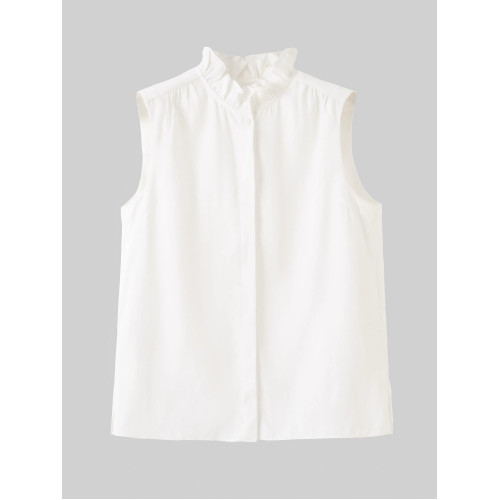 大洪官方【曡穿神器】內搭荷葉領無袖襯衫背心顯瘦百搭打底衫襯衣