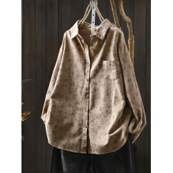 碎花襯衫女款2025新款春秋黑色純棉印花胖mm時尚寬鬆顯瘦文藝襯衣