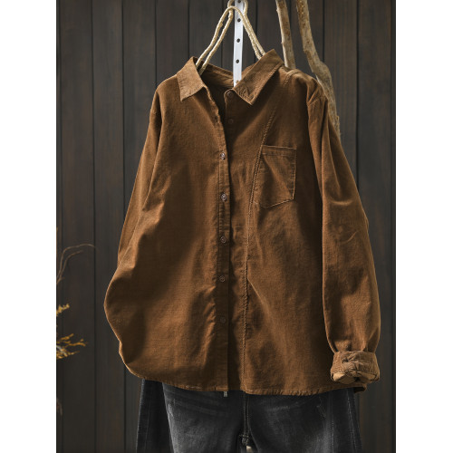 襯衣女款2026新款爆款春季燈芯絨復古美拉德別致穿搭打底休閒襯衫