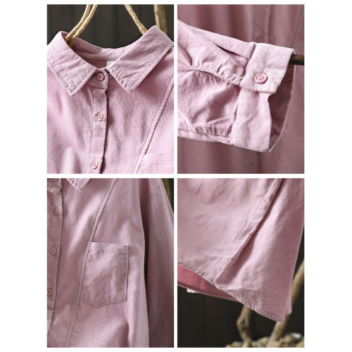 襯衣女款2026新款爆款春季燈芯絨復古美拉德別致穿搭打底休閒襯衫