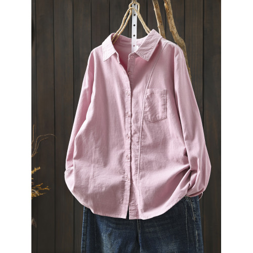 襯衣女款2026新款爆款春季燈芯絨復古美拉德別致穿搭打底休閒襯衫