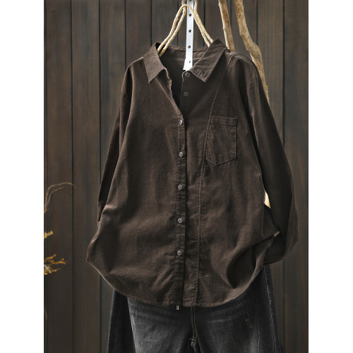 襯衣女款2026新款爆款春季燈芯絨復古美拉德別致穿搭打底休閒襯衫