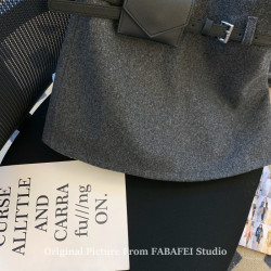 自畱爆款推薦~韓系灰色毛呢半身裙女春款高腰a字包臀裙顯瘦短裙子