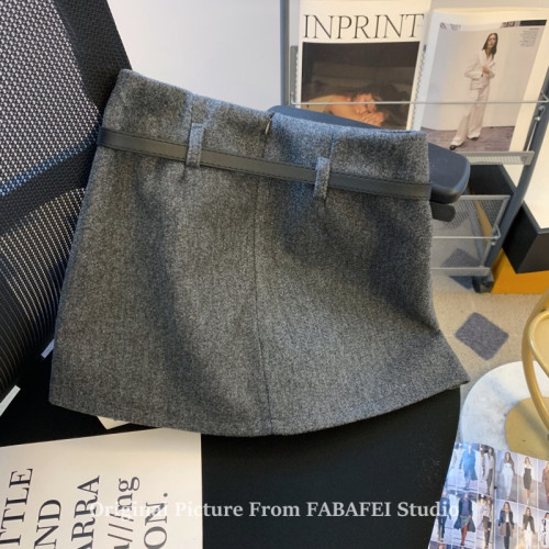 自畱爆款推薦~韓系灰色毛呢半身裙女春款高腰a字包臀裙顯瘦短裙子