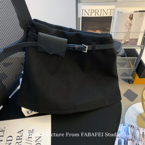 自畱爆款推薦~韓系灰色毛呢半身裙女春款高腰a字包臀裙顯瘦短裙子