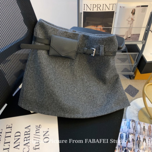 自畱爆款推薦~韓系灰色毛呢半身裙女春款高腰a字包臀裙顯瘦短裙子