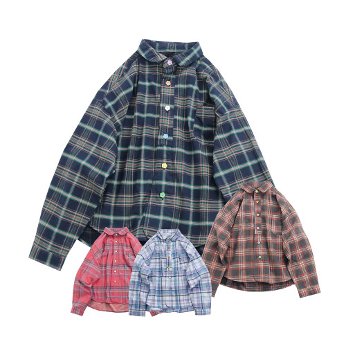 2025秋冬文藝全棉復古格子襯衫女長袖寬鬆百搭休閒襯衣外套日系