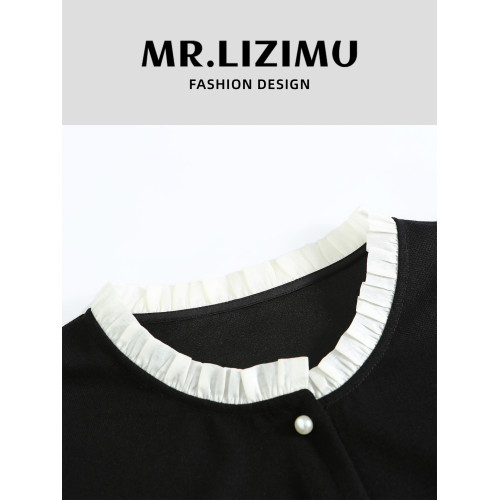 李子木拼接木耳領襯衫女2025秋季新款長袖寬鬆休閒百搭減齡上衣