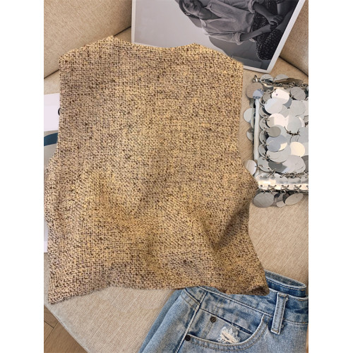 專櫃商場撤廻國際大牌剪標餘單小香風圓領顯瘦坎肩馬甲開衫女