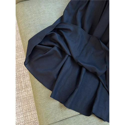 日韓尾貨剪標女裝~GAO端小衆中高腰細褶拼接亞麻半身裙女