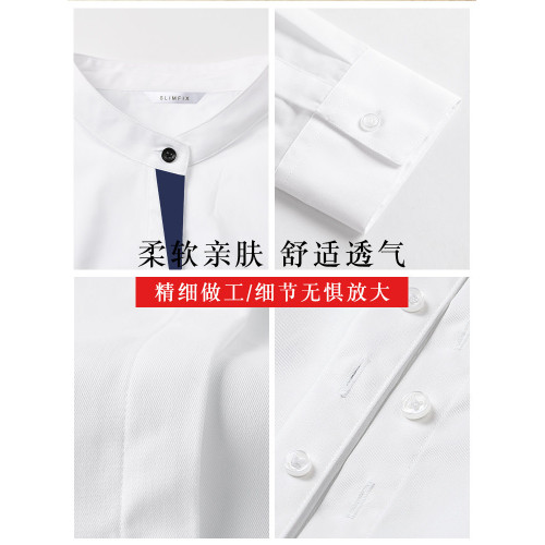 洛禾設計感小衆白色立領職業襯衫女長袖2025春裝新款撞色拼接襯衣