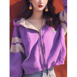 筱香飾早秋紫色長袖女士秋款薄外套2026新款冷淡系高級感連帽上衣
