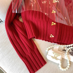 大牌買手店法式氣質V領長袖針織衫女秋冬新款復古顯瘦高級感開衫