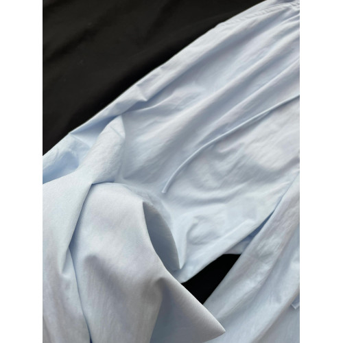 SUN！舒適輕棉速乾褲~蕾絲拼接腰頭baby藍濶鐮刀褲女美式彎刀褲子