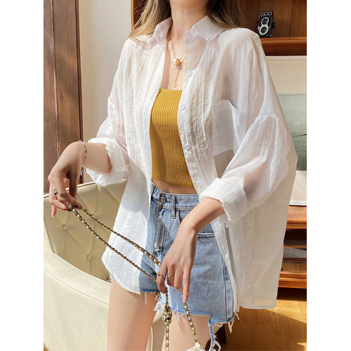 防曬襯衣女披肩外搭2026夏季新款寬鬆防曬服開衫上衣透氣輕薄外套