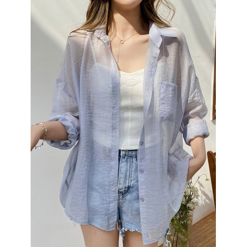 防曬襯衣女披肩外搭2026夏季新款寬鬆防曬服開衫上衣透氣輕薄外套