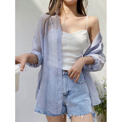 防曬襯衣女披肩外搭2026夏季新款寬鬆防曬服開衫上衣透氣輕薄外套