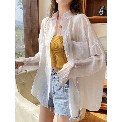 防曬襯衣女披肩外搭2026夏季新款寬鬆防曬服開衫上衣透氣輕薄外套