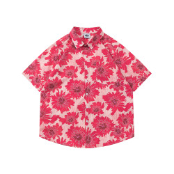 From Mars 花開正好 夏威夷風碎花滿印短袖襯衫寬鬆休閒情侶潮ins