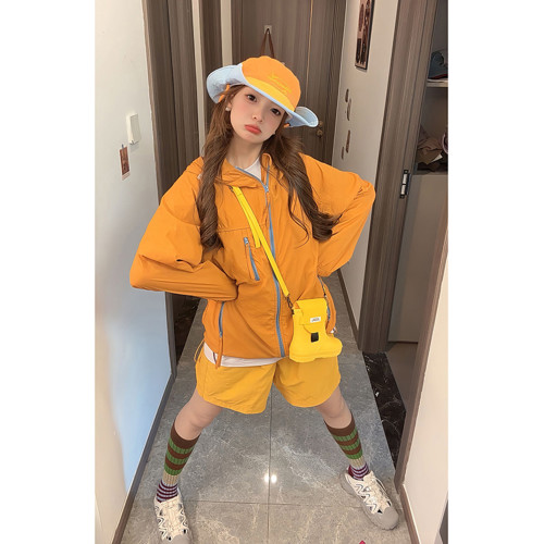 多巴胺粉色冰絲防曬衣女男夏日套裝穿搭一整套戶外速乾騎行服外套