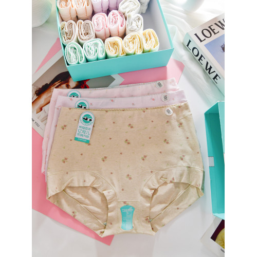 億寵兒 女士高腰大碼4XL純棉簡約包臀內褲有機棉潔淨化內褲媽媽款