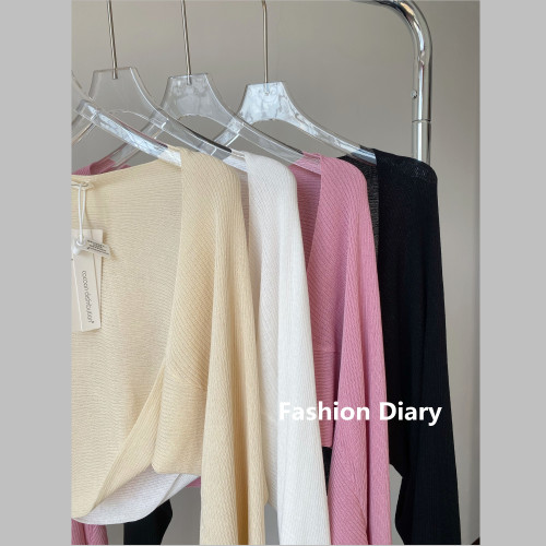 冰絲針織防曬開衫女夏季披肩外搭薄款長袖罩衫短款小坎肩外套上衣