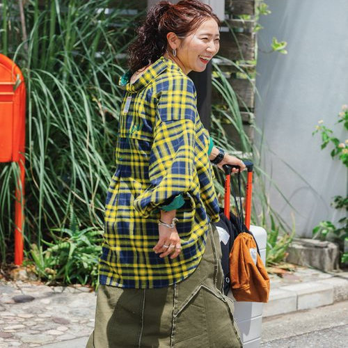 0131 2213 C521N強推早秋撞色袖子格子襯衫W