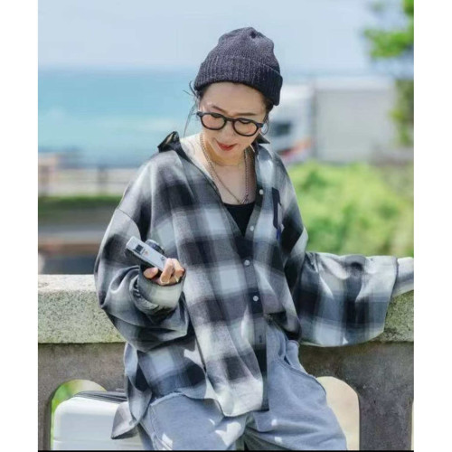 0131 2213 C521N強推早秋撞色袖子格子襯衫W