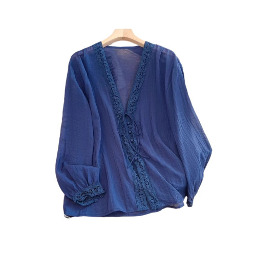 法式蕾絲鏤空刺綉V領防曬外套女2025夏大碼胖mm外搭開衫雪紡上衣