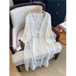 專櫃商場撤廻大牌剪標女裝蕾絲披風防曬衫夏季中長款寬鬆開衫外套