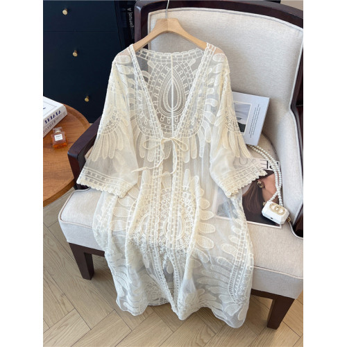 專櫃商場撤廻大牌剪標女裝蕾絲披風防曬衫夏季中長款寬鬆開衫外套